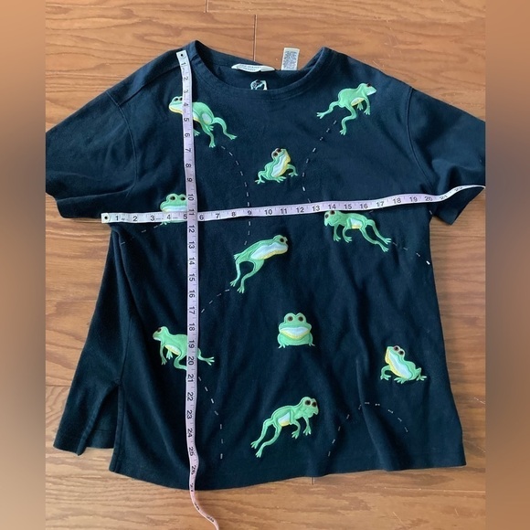 Vintage Bechamel Embroidered Tree Frog Tee Womens Size Large Petite  Top - Picture 12 of 12